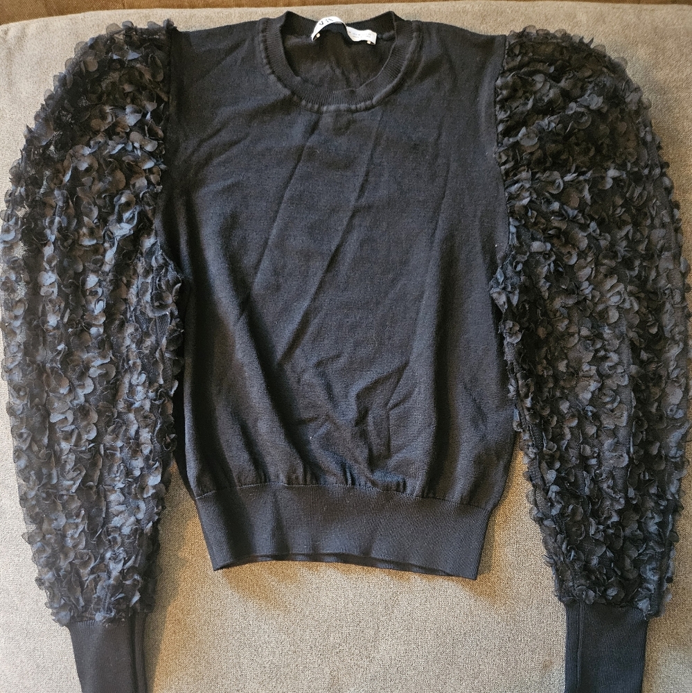 Zara Black Sweater with Textured Sleeves